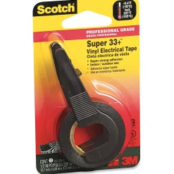 Scotch Electrical Tape - 0.50" Width x 16.67 ft Length - Plastic - Vinyl Backing - Dispenser Included - 1 Roll - Black