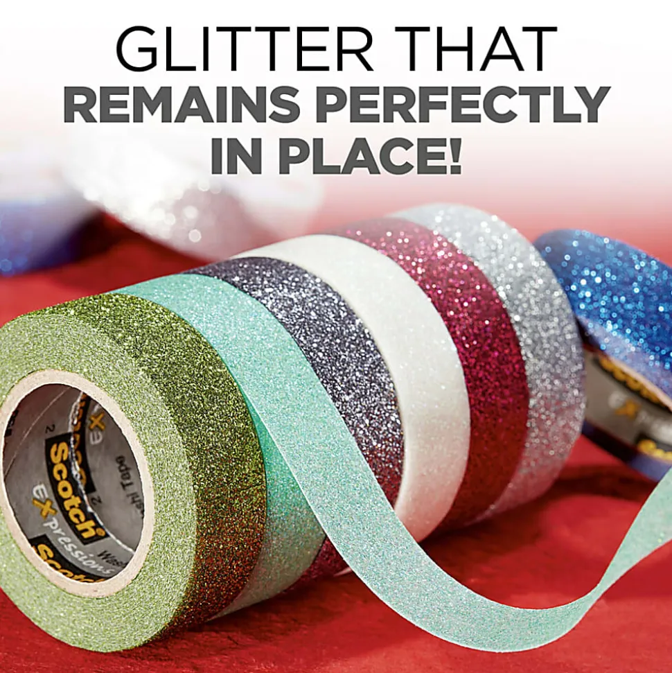 Scotch® Expressions Glitter Tape, 0.59" x 196", Silver