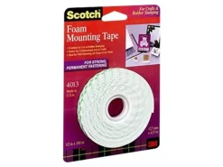 Scotch® Foam Mounting Tape , 1/2 in (1.27 cm)