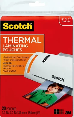 Scotch® Front & Back Thermal Laminating Pouches TP5903-20, Glossy, 5.20