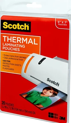Scotch® Front & Back Thermal Laminating Pouches TP5903-20, Glossy, 5.20