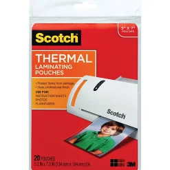 Scotch® Front & Back Thermal Laminating Pouches TP5903-20, Glossy, 5.20