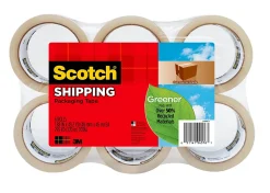 Scotch® Greener Commercial Grade Packing Tape, 6 Tape Rolls, 1 7/8 in x 49.2 yd, 1