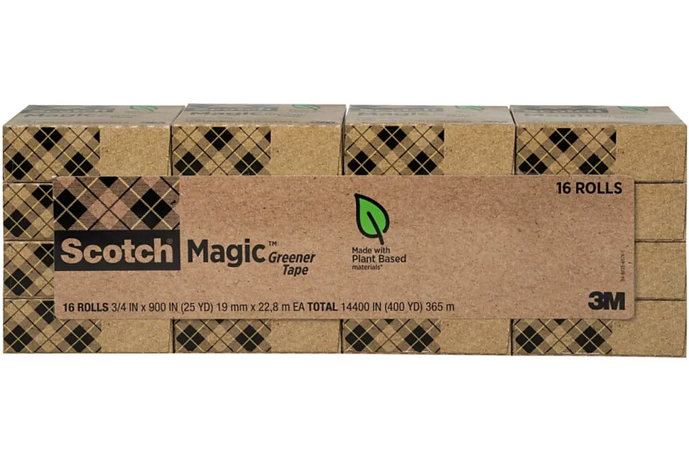 Scotch® Greener Magic™ Tape, Invisible, 16 Tape Rolls, 3/4 in x 900 in, Home Office Supplies and School Supplies for College and Classrooms