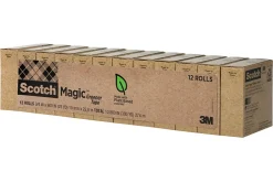 Scotch® Greener Magic™ Tape, Invisible, 12 Tape Rolls, 3/4 in x 900 in, 81212CP