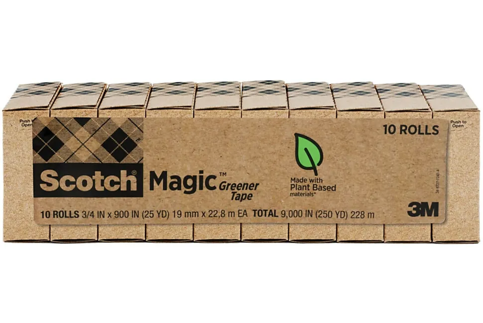 Scotch® Greener Magic™ Tape, Invisible, 3/4 in. x 900 in., 10 Tape Rolls, Clear, School Supplies and College Essentials for Students and Teachers