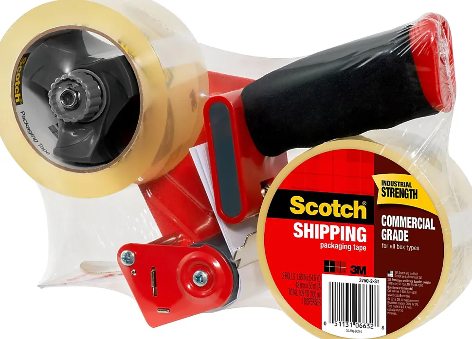 Scotch® H180 Box Sealing Tape Dispenser, 2 Rolls of Tape Included