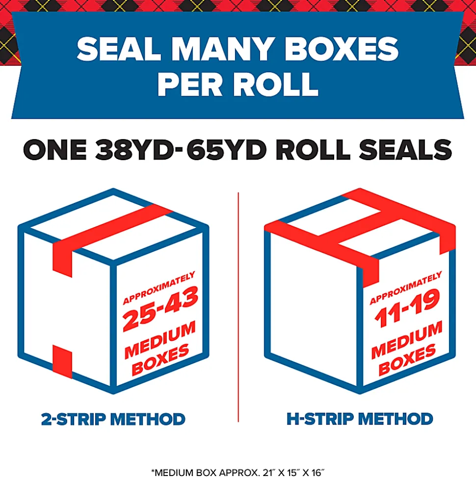 Scotch Heavy Duty Packaging Tape 7750S-RD-12GC, 1.88 in x 38.3 yd (48 mm x 35 m)