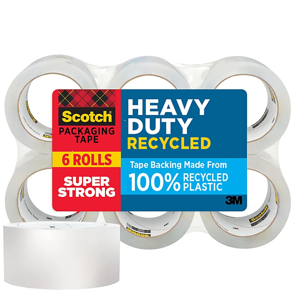 Scotch® Heavy Duty Recycled Packaging Tape 7750-6, 1.88 in x 54.6 yd (48 mm x 50 m), 6 pack
