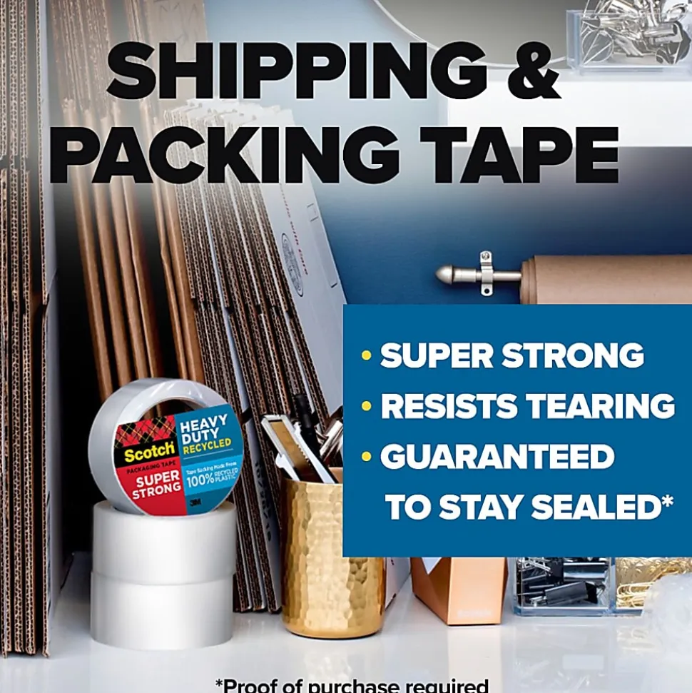 Scotch® Heavy Duty Recycled Tape 7750-CS12 1.88 in x 54.6 yd, Clear, Pack of 12 rolls