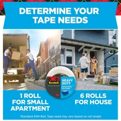 Scotch® Heavy Duty Shipping and Moving Packing Tape, 1.88 in x 43.7 yd, 8 Tape Rolls, Clear, Packing and Moving Supplies