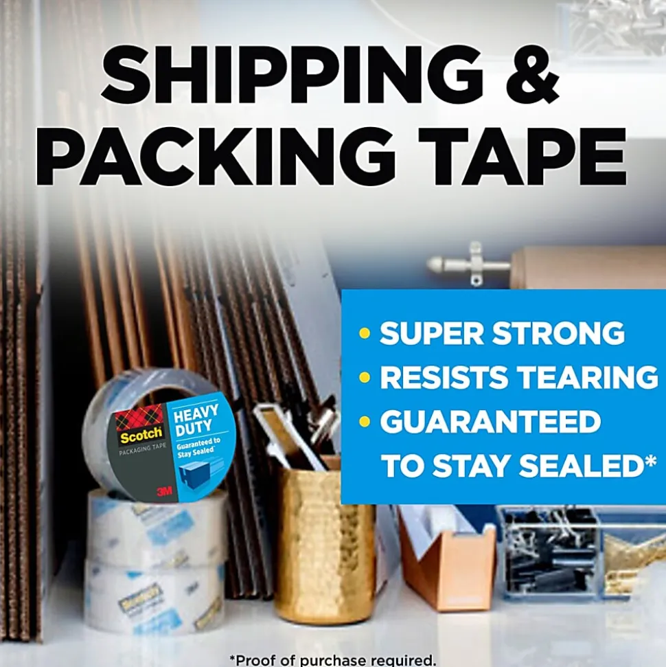 Scotch® Heavy Duty Shipping and Moving Packing Tape, 1.88 in x 43.7 yd, 8 Tape Rolls, Clear, Packing and Moving Supplies