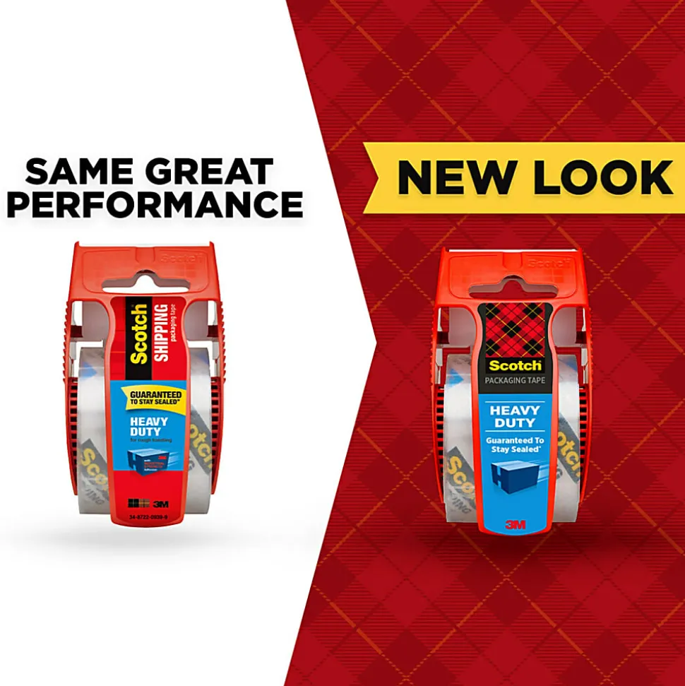 Scotch® Heavy Duty Shipping Packing Tape, 6 Tape Rolls with Dispensers, 1 7/8 in x 22.2 yd, 1.5" Core, Designed - 1426