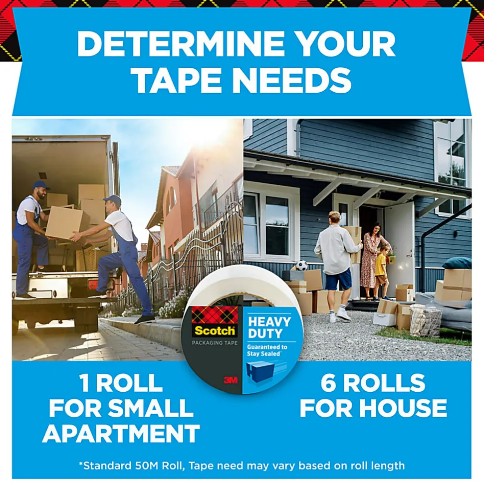 Scotch® Heavy Duty Shipping Packaging Tape, 3850-40-6, 1.88 in x 43.7 yd (48 mm x 40 m) 3 Pack