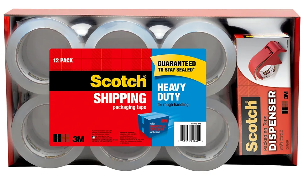 Scotch® Heavy Duty Shipping Packing Tape, 1 7/8" x 800", Black
