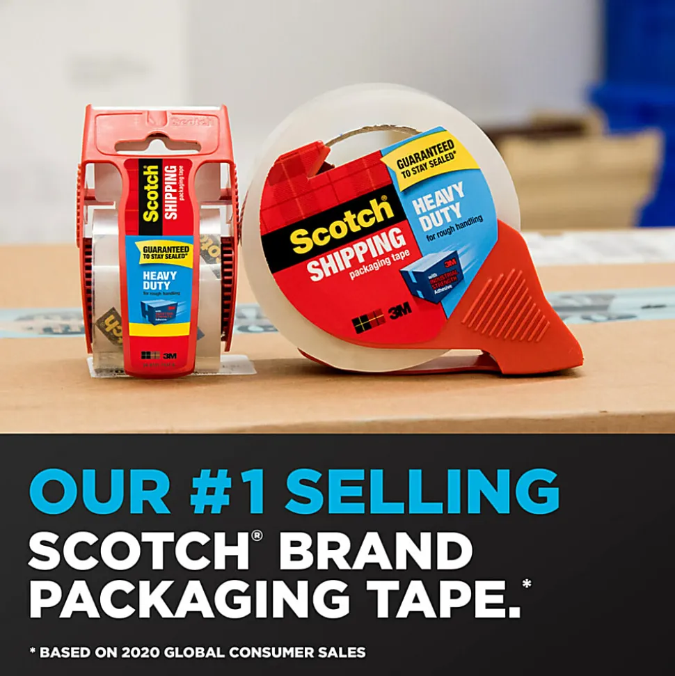Scotch® Heavy-Duty Shipping Packing Tape, 1-7/8" x 54.6 Yd., Clear, Pack Of 3 Rolls