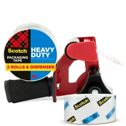 Scotch® Heavy Duty Shipping Packing Tape, 2 Tape Rolls with 1 Dispenser, 1 7/8 in x 54.6 yd, 3