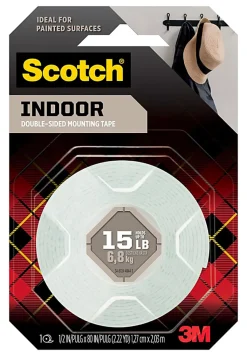 Scotch® Indoor Double-Sided Mounting Tape , 0.5 in x 80 in (1.27 cm x 2.03 m)
