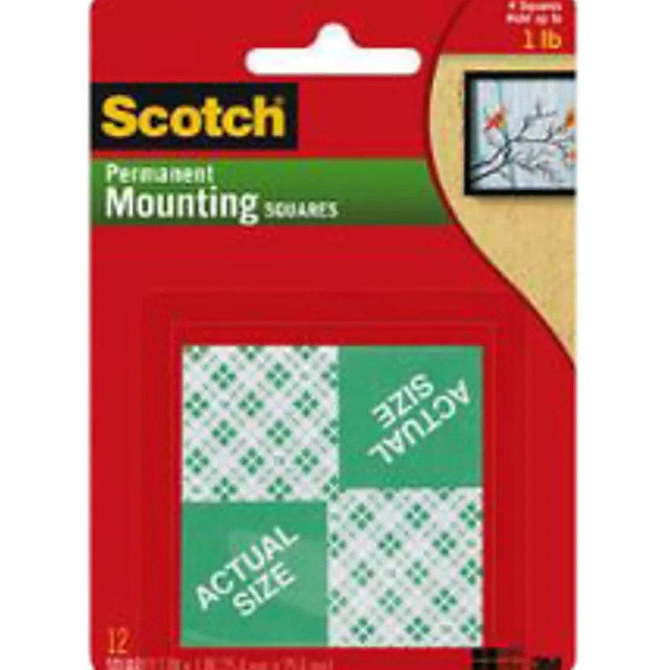Scotch® Indoor Double-Sided Mounting Squares , 1 in x 1 in (2.54 cm x 2.54 cm) 24/pk