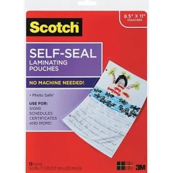 Scotch® Laminating Pouches, 9 in x 11-1/2 in, 10 Laminating Sheets, Clear