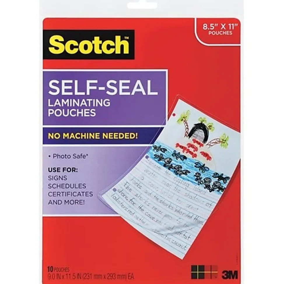 Scotch® Laminating Pouches, 9 in x 11-1/2 in, 10 Laminating Sheets, Clear