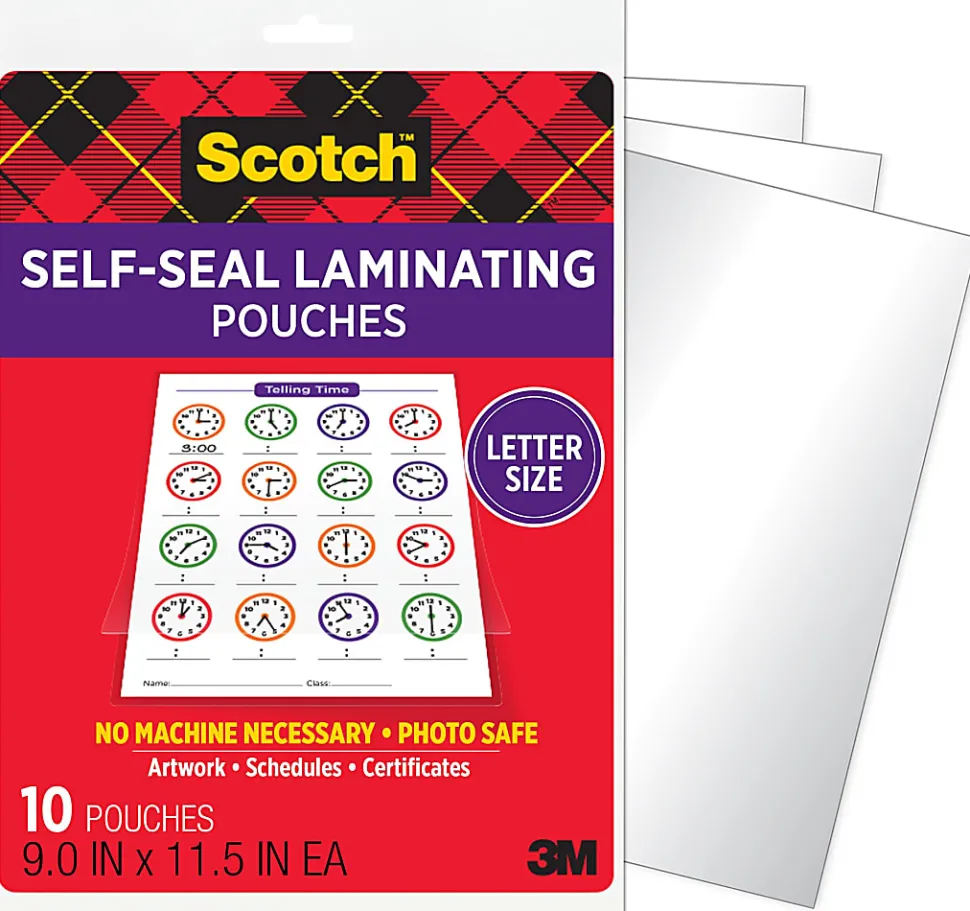 Scotch® Laminating Pouches, 9 in x 11-1/2 in, 10 Laminating Sheets, Clear