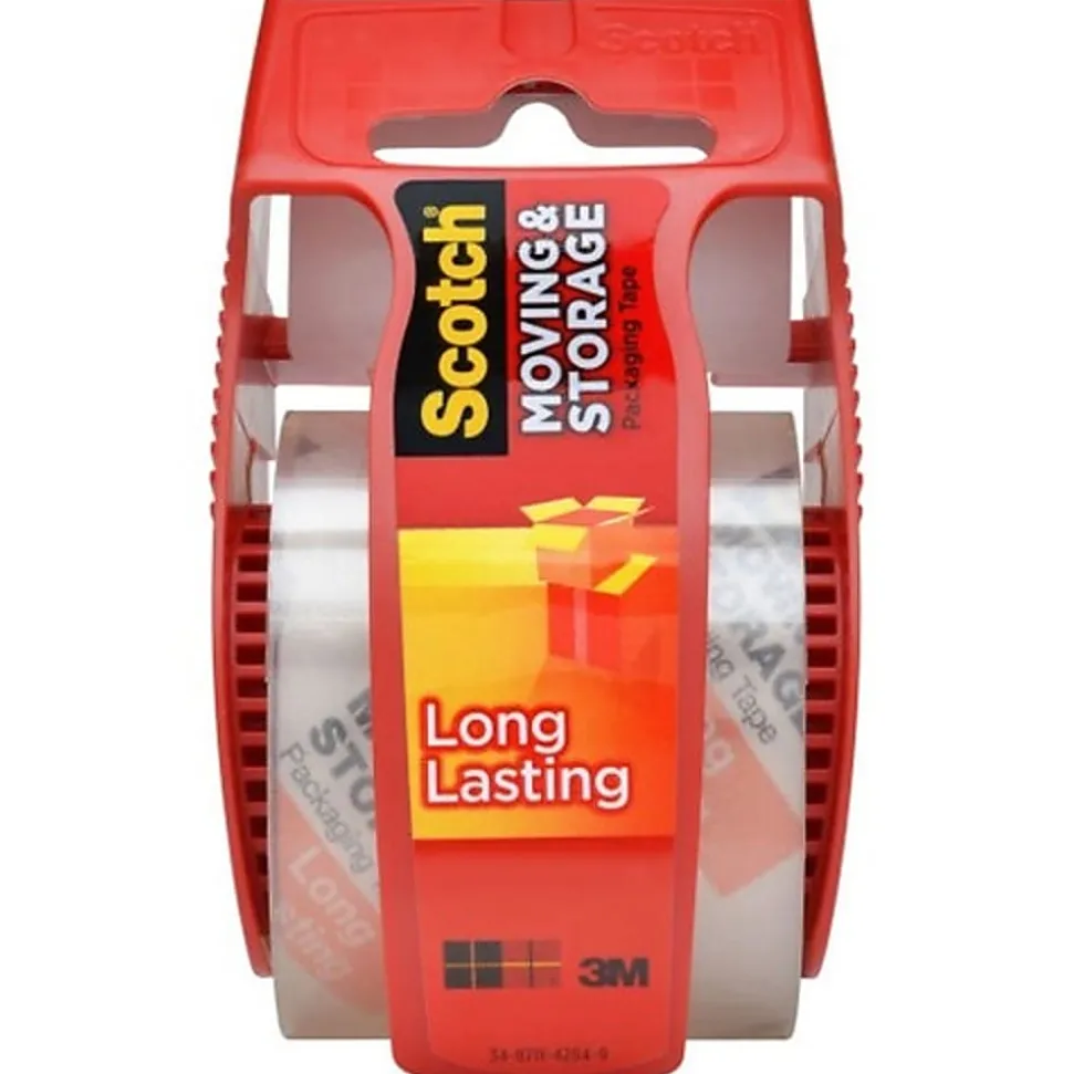 Scotch® Long-Lasting Moving & Storage Tape With Refillable Dispenser, 2" x 22.2 Yd., Clear