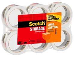 Scotch® Long Lasting Storage Packaging Tape, 1-7/8" x 54.6 Yd., Clear, Pack Of 6 Rolls