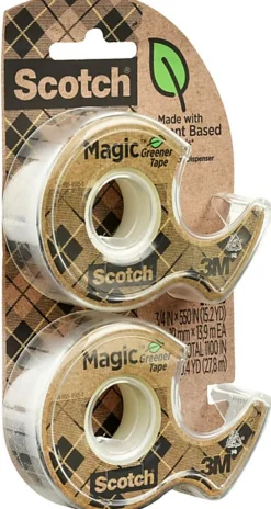 Scotch Magic Greener Tape  0.75 in x 550 in, 2 Dispensers, 2 Rolls/Pack