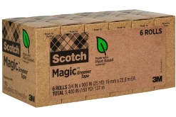 Scotch® Magic™ Invisible Tape, 3/4" x 900", Matte Clear, Pack of 6 rolls