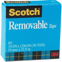 Scotch® Magic™ 811 Removable Tape, 3/4" x 1296", Clear