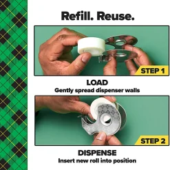 Scotch® Magic™ Stainless Steel Refillable Dispenser, .75 x 600 in, 2 Invisible Tape Rolls, Back to School Supplies and College for Students