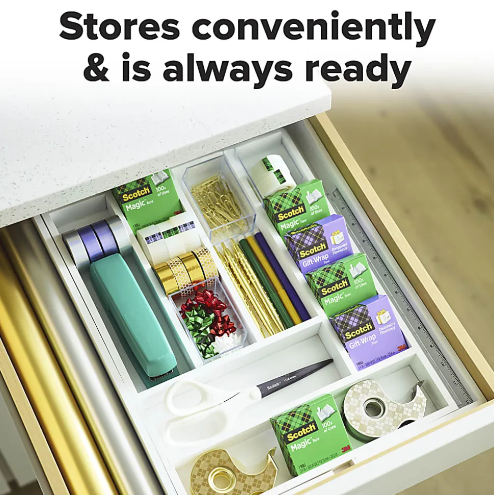 Scotch® Magic™ Stainless Steel Refillable Dispenser, .75 x 600 in, 2 Invisible Tape Rolls, Back to School Supplies and College for Students