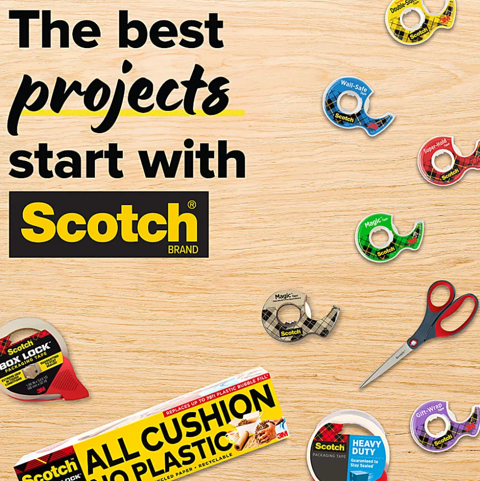 Scotch® Magic™ Stainless Steel Refillable Dispenser, .75 x 600 in, 2 Invisible Tape Rolls, Back to School Supplies and College for Students
