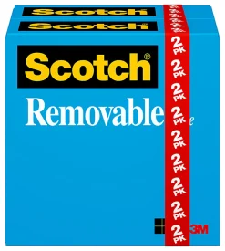Scotch Magic Tape, Invisible, 3/4 in x 1296 in, 2 Tape Rolls, Clear, Removable, Home Office and School Supplies