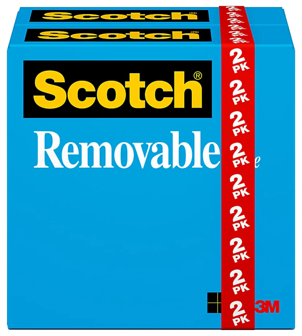 Scotch Magic Tape, Invisible, 3/4 in x 1296 in, 2 Tape Rolls, Clear, Removable, Home Office and School Supplies