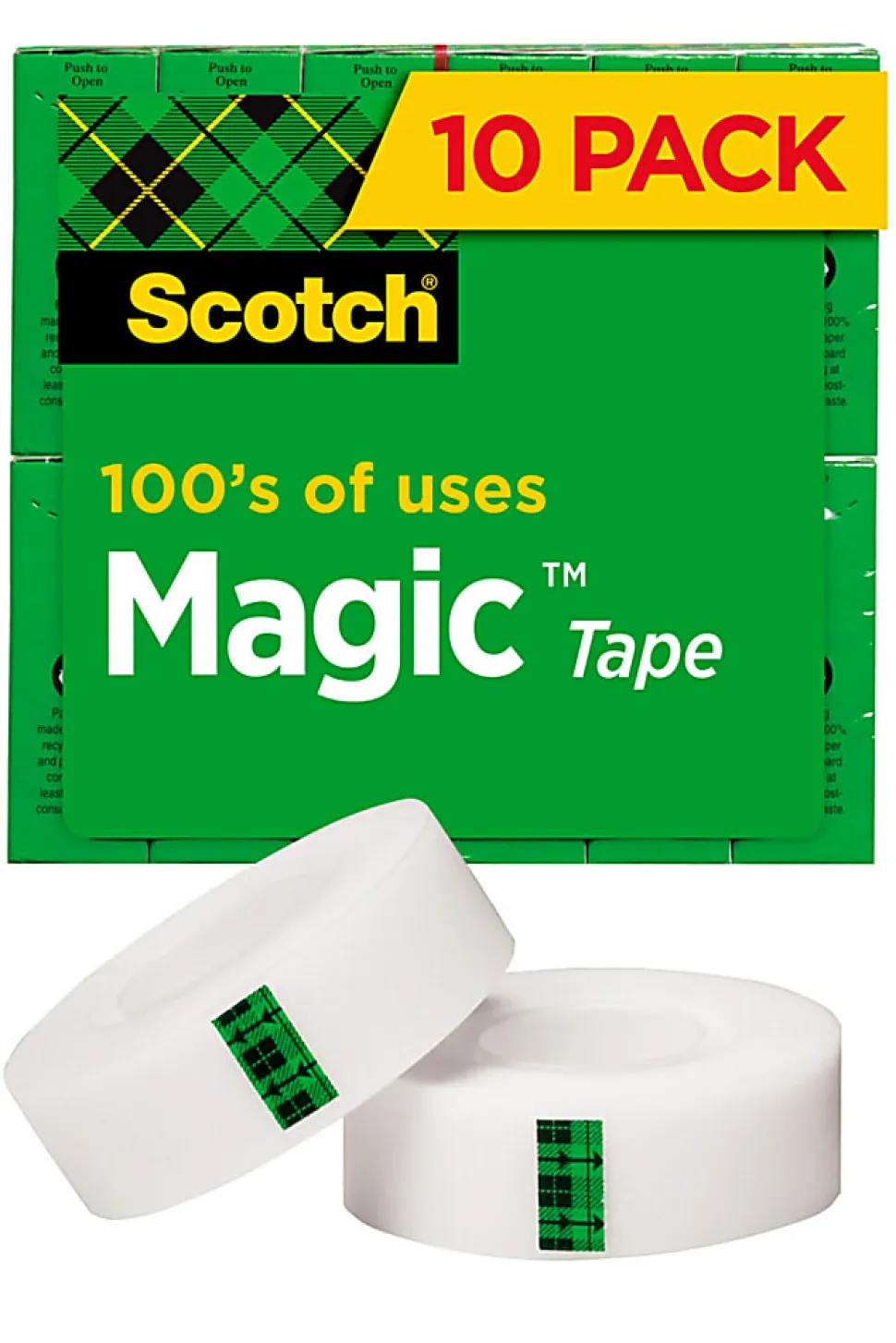 Scotch® Magic™ Tape, Invisible, 3/4 in. x 1000 in., 10 Tape Rolls, Clear, School Supplies and College Essentials for Students and Teachers