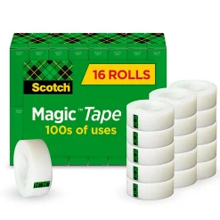 Scotch® Magic™ Tape, Invisible, 3/4 in. x 1000 in., 16 Tape Rolls, Clear, School Supplies and College Essentials for Students and Teachers