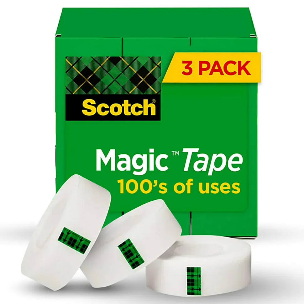 Scotch® Magic™ Tape, Invisible, 3 Tape Rolls, 3/4 in x 1000 in, Home Office Supplies and School Supplies for College and Classrooms