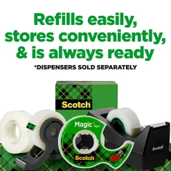 Scotch® Magic™ Tape, Invisible, 2 Tape Rolls, 3/4 in x 2592 in, Home Office Supplies and School Supplies for College and Classrooms
