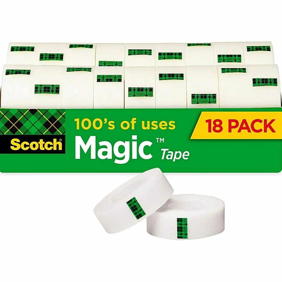Scotch® Magic™ Tape, Invisible, 18 Tape Rolls, 3/4 in x 1000 in, Home Office Supplies and School Supplies for College and Classrooms