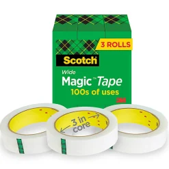 Scotch® Magic™ Tape, Invisible, 3 Tape Rolls, 1 in x 2592 in, Home Office Supplies and School Supplies for College and Classrooms