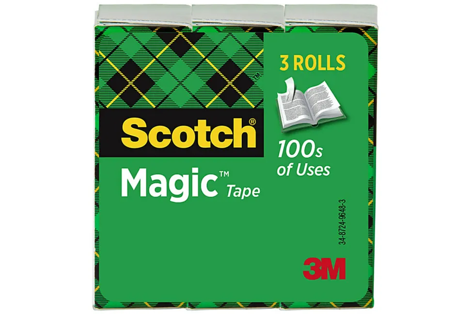 Scotch® Magic™ Tape, Invisible, 3 Tape Rolls, 1 in x 2592 in, Home Office Supplies and School Supplies for College and Classrooms