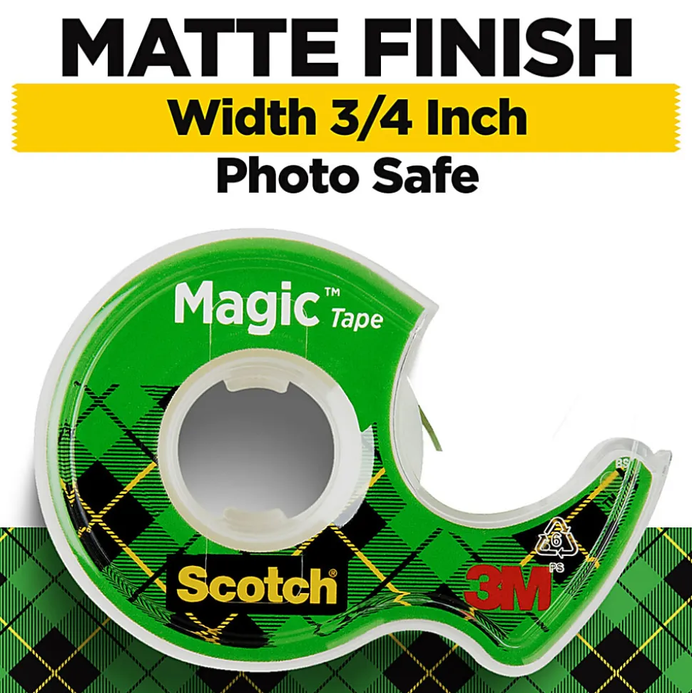 Scotch® Magic™ Tape, Invisible, 2 Tape Rolls with Dispensers, 3/4 in x 600 in, Home Office Supplies and School Supplies for College and Classrooms
