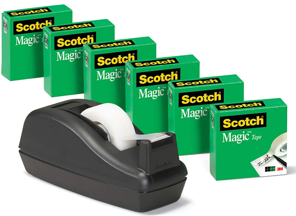 Scotch® Magic™ Tape With Deluxe Dispenser, 3/4" x 1,000", Clear, Pack Of 6 Rolls