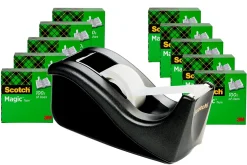 Scotch® Magic™ Tape with Dispenser, Invisible, 3/4 in. x 1000 in., 10 Tape Rolls, Back to School Supplies and College Essentials for Students