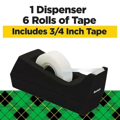 Scotch® Magic™ Tape with Dispenser, Invisible, 3/4 in. x 1000 in., 6 Tape Rolls, Clear, Back to School Supplies and College Essentials for Students