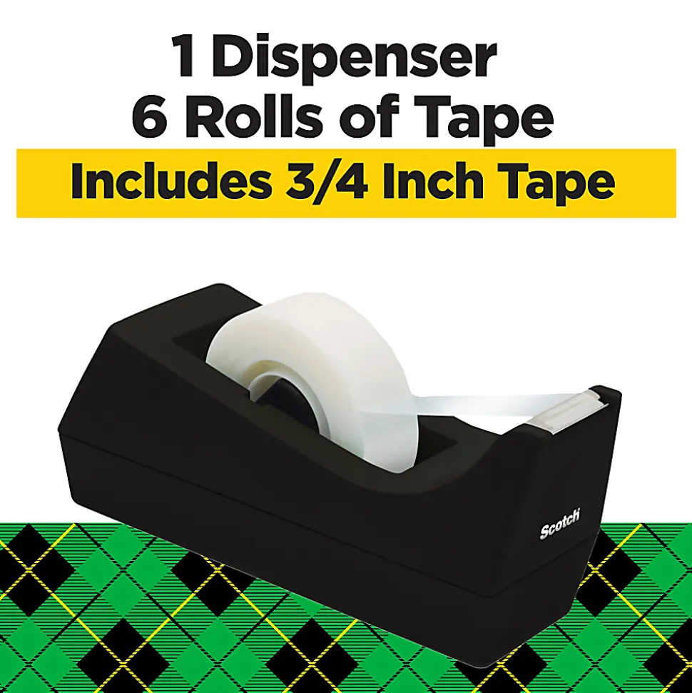 Scotch® Magic™ Tape with Dispenser, Invisible, 3/4 in. x 1000 in., 6 Tape Rolls, Clear, Back to School Supplies and College Essentials for Students
