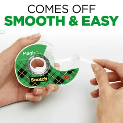 Scotch® Magic™ Tape with Dispenser, Invisible, 3/4 in. x 650 in., 6 Tape Rolls, Clear, School Supplies and College Essentials for Students, 6122