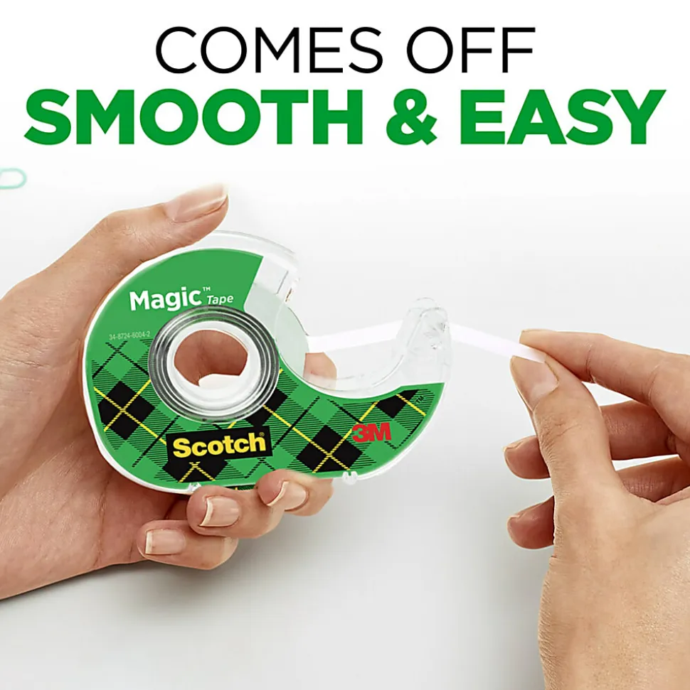 Scotch® Magic™ Tape with Dispenser, Invisible, 3/4 in. x 650 in., 6 Tape Rolls, Clear, School Supplies and College Essentials for Students, 6122